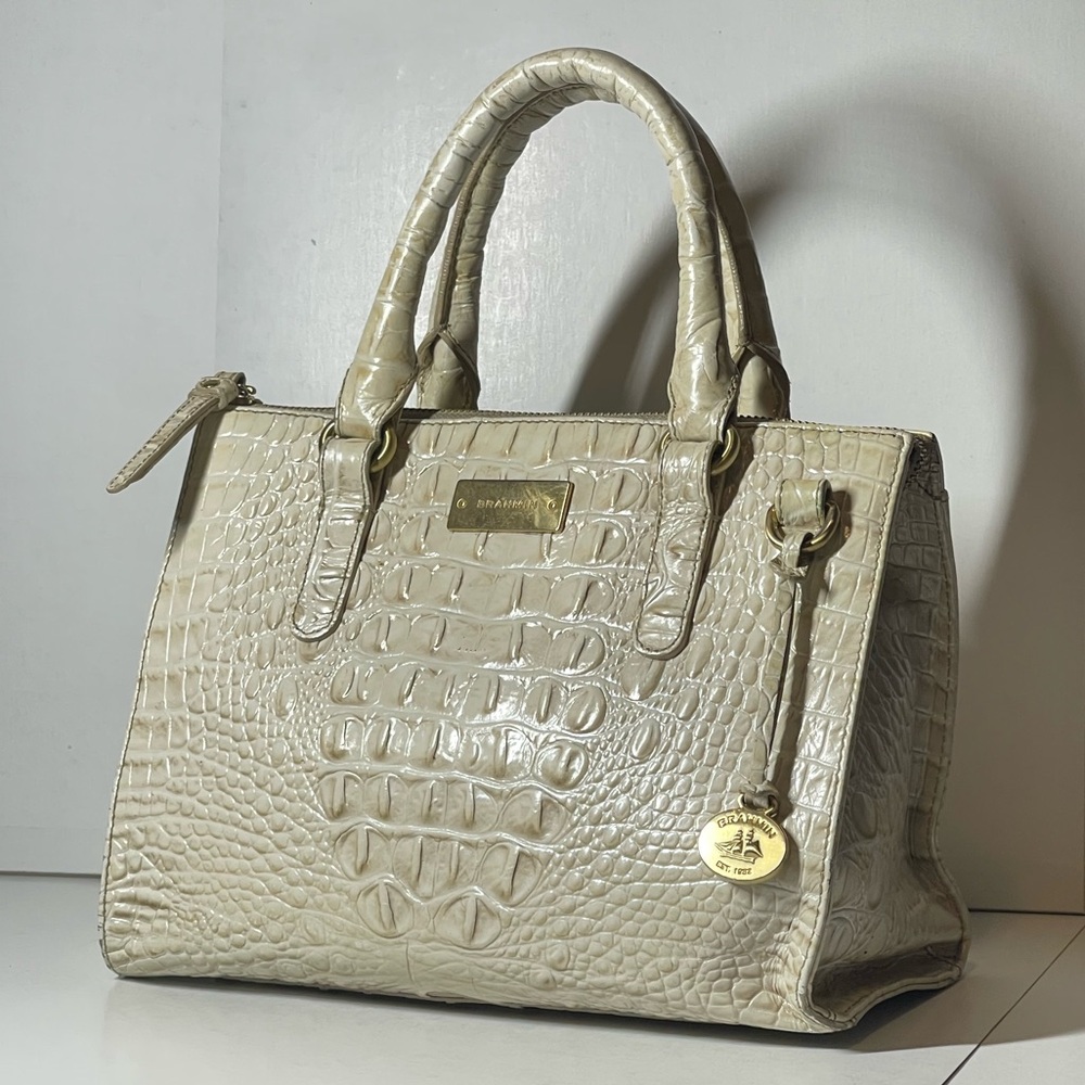 Brahmin Small Structured Handbag Croc Embossed Le… - image 1